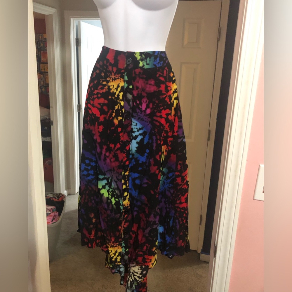 Torrid Pride Rainbow Tie Dye Button Maxi Skirt